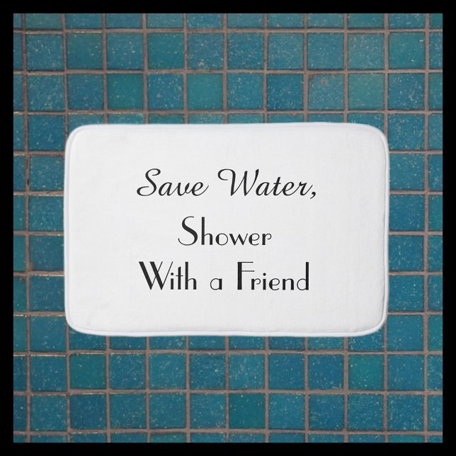 White Save Water Funny Plush Bath Mat (Creator Uploaded)