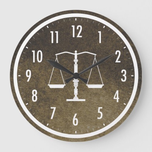 White Scales of Justice  Graphic Metallic Large Clock