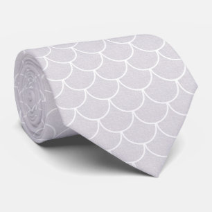 White Scalloped Mermaid Scale Pattern Neck Tie