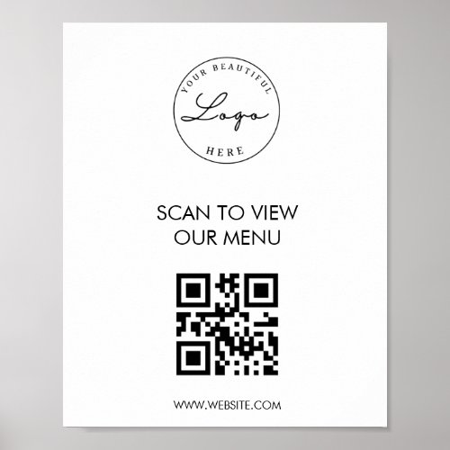 White Scan Me QR Code Price List Menu Poster