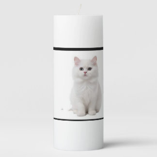 White Scented Candle with Elegant White Cat Design