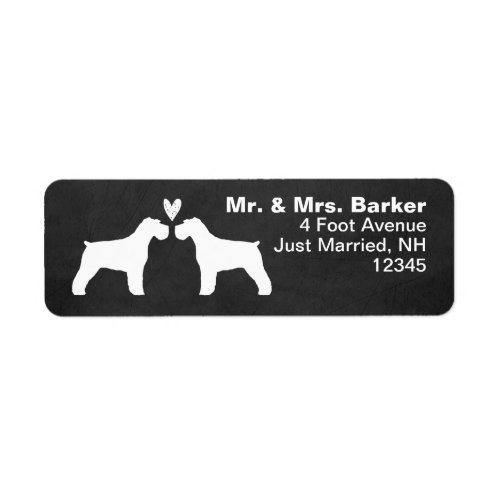 White Schnauzer Dog Silhouettes with Heart Label