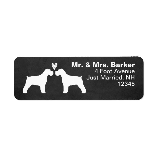 White Schnauzer Dog Silhouettes with Heart Label (Front)
