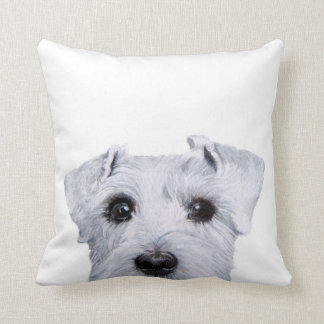white schnauzer original by miart throw pillow