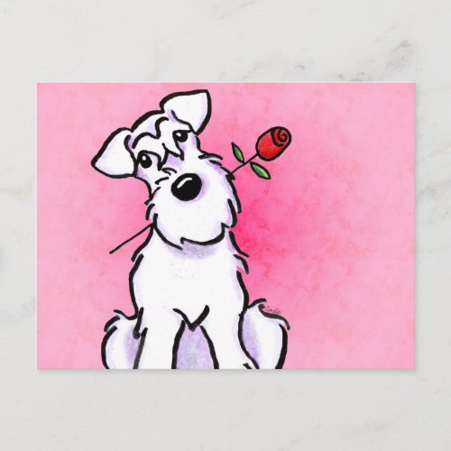 White Schnauzer Sweetheart Off_Leash Art Postcard