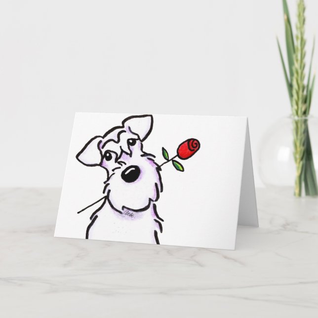 White Schnauzer Sweetheart Rose Card (Front)