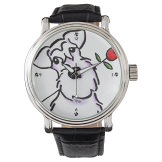 White Schnauzer Sweetheart Rose Watch