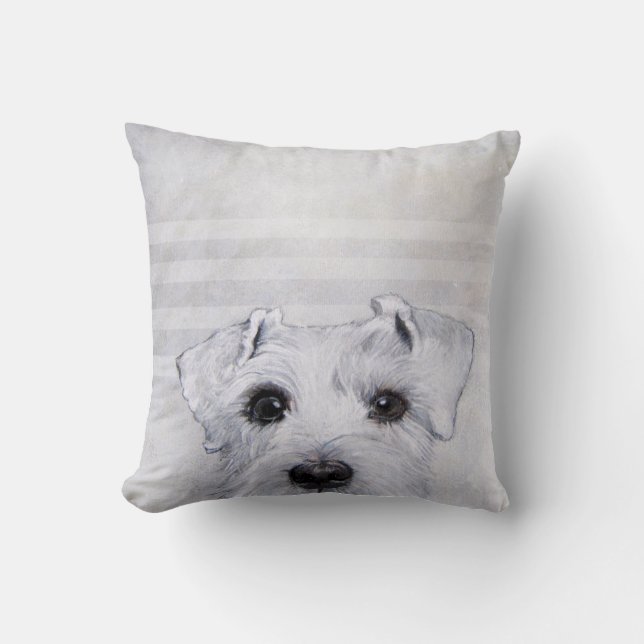 white schnauzer throw pillow (Front)
