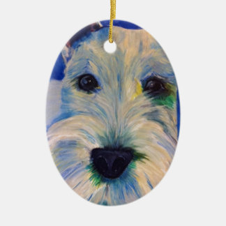 White Schnauzer's RULE ! Ceramic Ornament