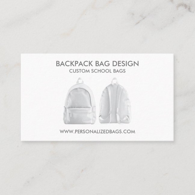 White School Backpack Bag Business Card