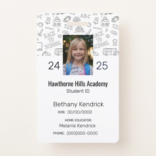 White School Icons Homeschool Student ID Badge