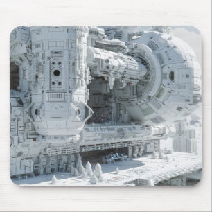 White Sci-Fi Space Base Mouse Pad