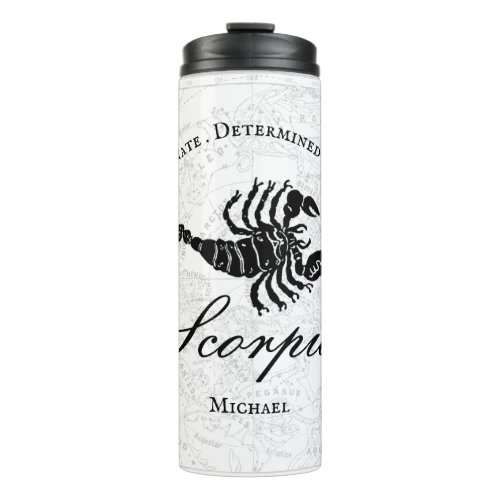 White Scorpio Zodiac Astrology Personality Custom Thermal Tumbler