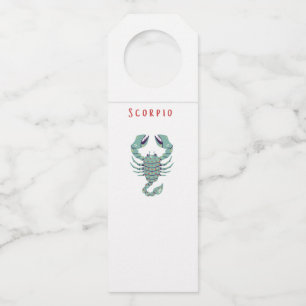 White Scorpio, zodiac, star sign Bottle Hanger Tag