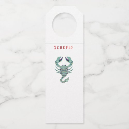 White Scorpio, zodiac, star sign Bottle Hanger Tag