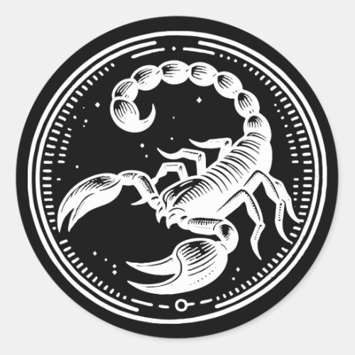 White Scorpion Astrology Zodiac Sign Scorpio Classic Round Sticker