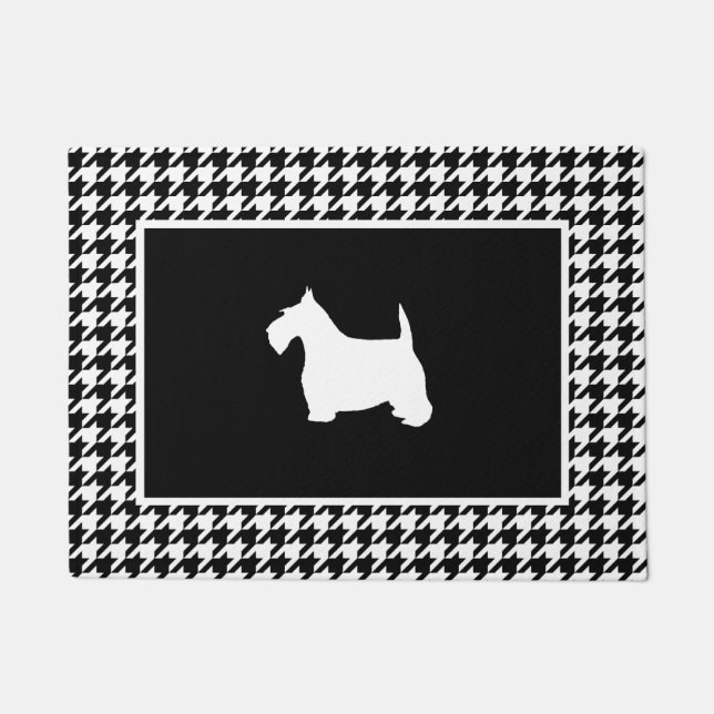 White Scottie on Houndstooth Doormat (Front)