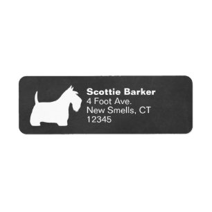White Scottish Terrier Silhouette Return Address Label