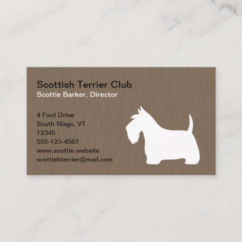 White Scottish Terrier Silhouette  Scottie Dog Bu Business Card