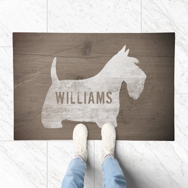 White Scottish Terrier Silhouette Scottie Dog Doormat (Indoor)