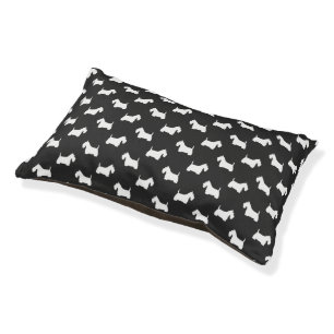 White Scottish Terrier Silhouettes Pattern Pet Bed
