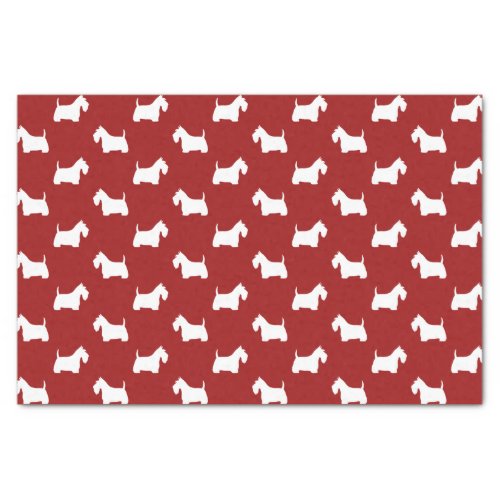 White Scottish Terrier Silhouettes Pattern Red Tissue Paper