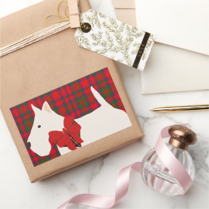 White Scottish Terrier Tartan  Rectangular Sticker