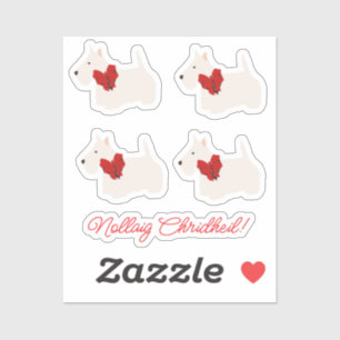 White Scottish Terrier Tartan  Sticker