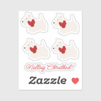 White Scottish Terrier Tartan Sticker