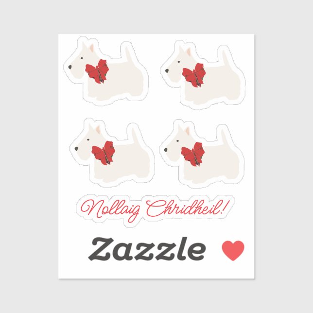 White Scottish Terrier Tartan  Sticker (Sheet)