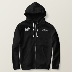 White Scottish Terrier with Customizable Text Embroidered Hoodie