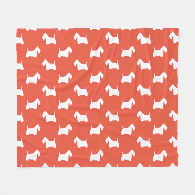 White Scottish Terriers | Scottie Dog Silhouettes Fleece Blanket (Front (Horizontal))
