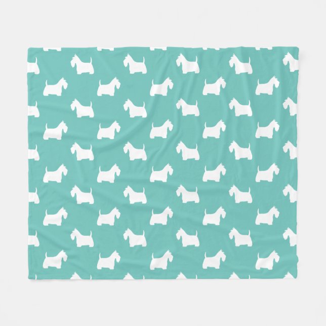 White Scottish Terriers | Scottie Dog Silhouettes Fleece Blanket (Front (Horizontal))