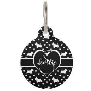 White Scottish Terriers (Scottie Dogs) - Black Pet ID Tag