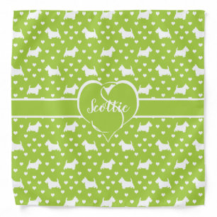 White Scottish Terriers (Scottie Dogs) Lime Green Bandana