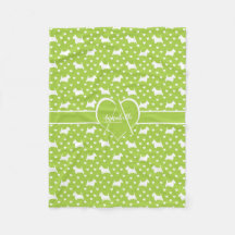 White Scottish Terriers (Scottie Dogs) Lime Green