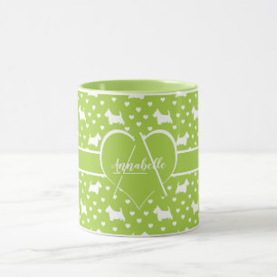 White Scottish Terriers (Scottie Dogs) Lime Green Mug