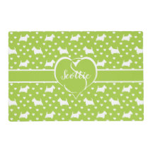 White Scottish Terriers (Scottie Dogs) Lime Green