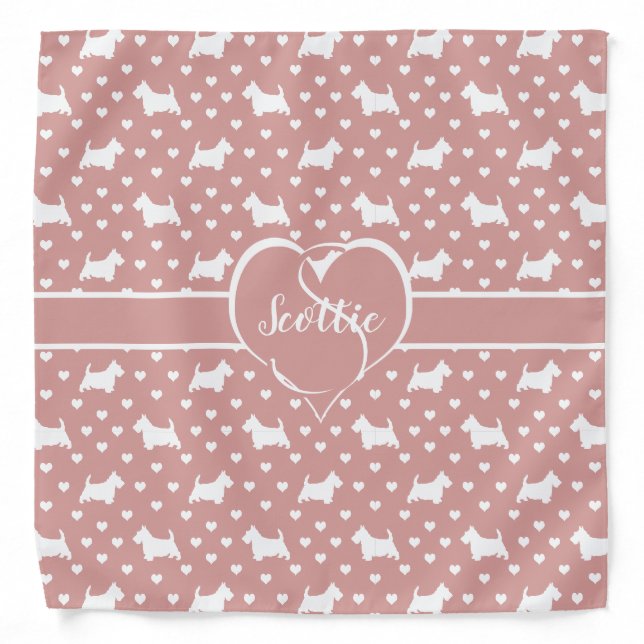 White Scottish Terriers (Scottie Dogs) - Pink Bandana (Front)