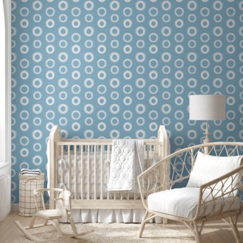   White Scribble Polka Dots Cute Pretty Dusty Blue Wallpaper