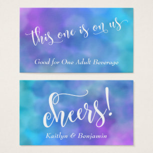White Script Colorful Pastel Bokeh Drink Tickets 2