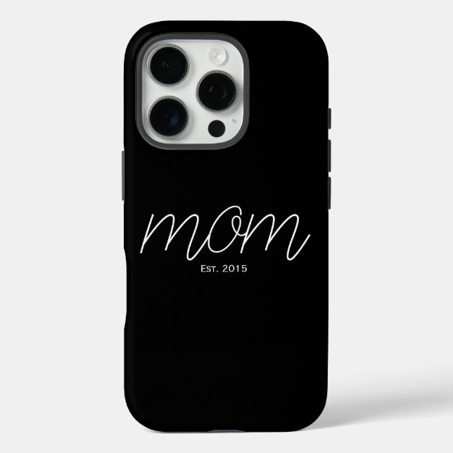 White Script Established Mom Black Case-Mate iPhone Case (Back)