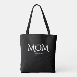 White Script Established Mom Mother's Day Tote Bag