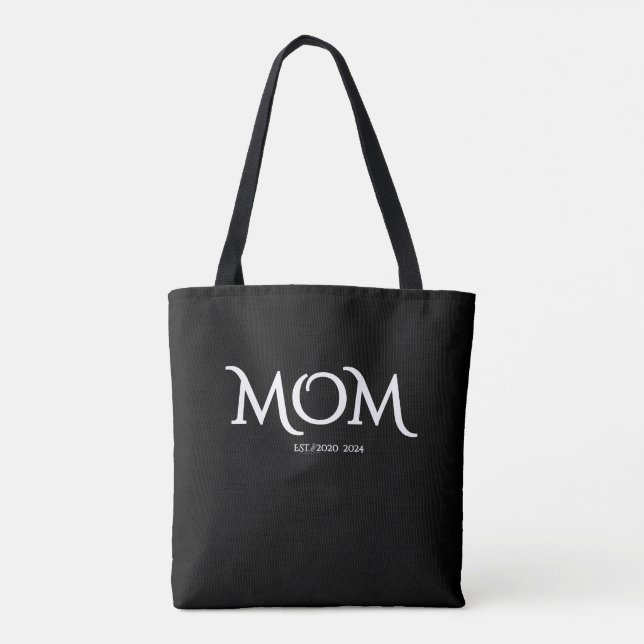 White Script Established Mom Mother's Day  Tote Bag (Back)
