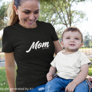 White Script Established Mom T-Shirt