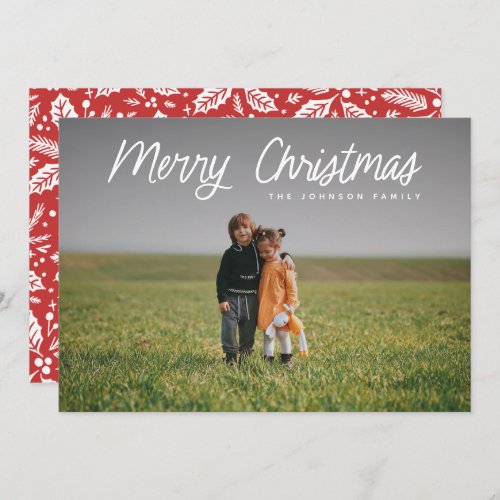 White Script Full Photo Christmas Holiday Card