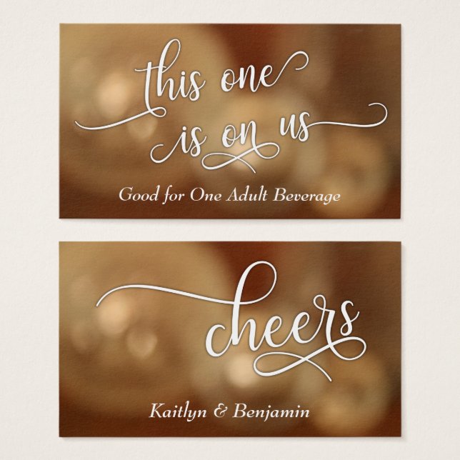 White Script & Gold Sphere Lights Drink Tickets (Front & Back)