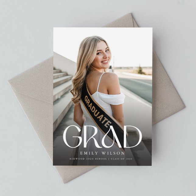 White Script Graduate Photo Graduation Thank You Postcard (Creator Uploaded)