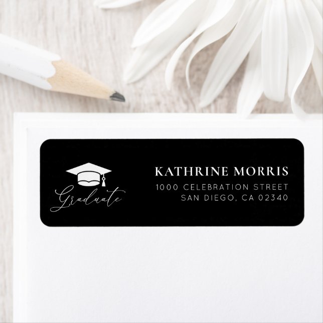 white script graduation address label (Insitu)