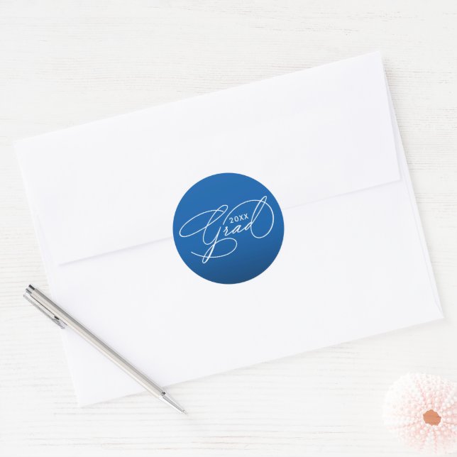 White Script Graduation Blue Envelope Seal (Envelope)